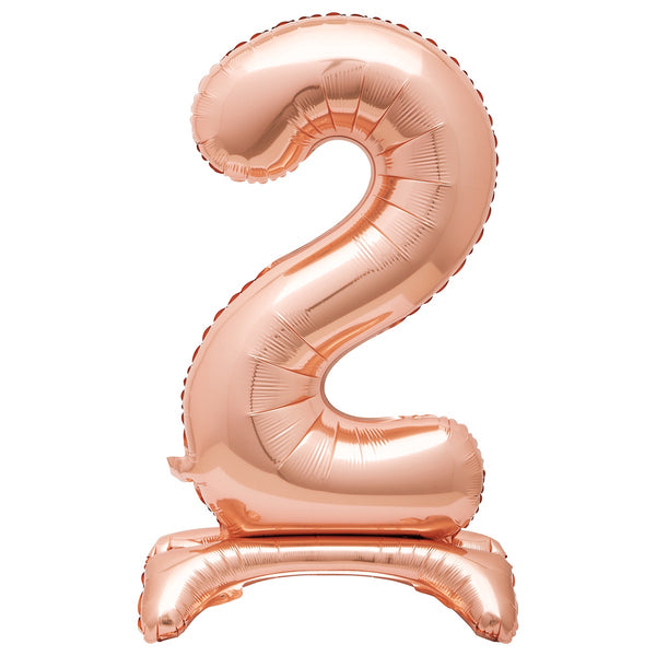 ROSE GOLD "2" GIANT STANDING AIR FILLED NUMERAL FOIL BALLOON 76.2CM (30")
